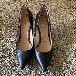 Black Leather High Heels